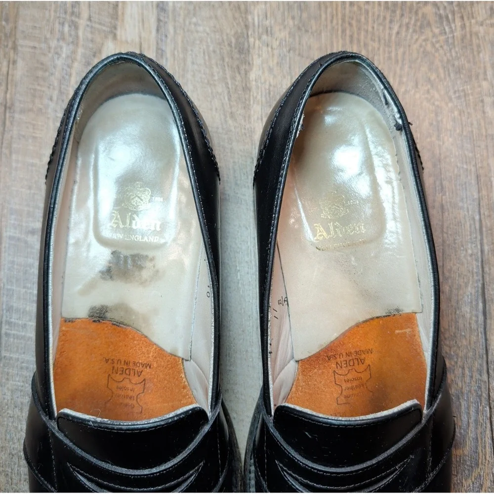 Alden 681 Calf Leather Black Full Strap Penny Loafers Shoes Mens 11 B/D Made USA
